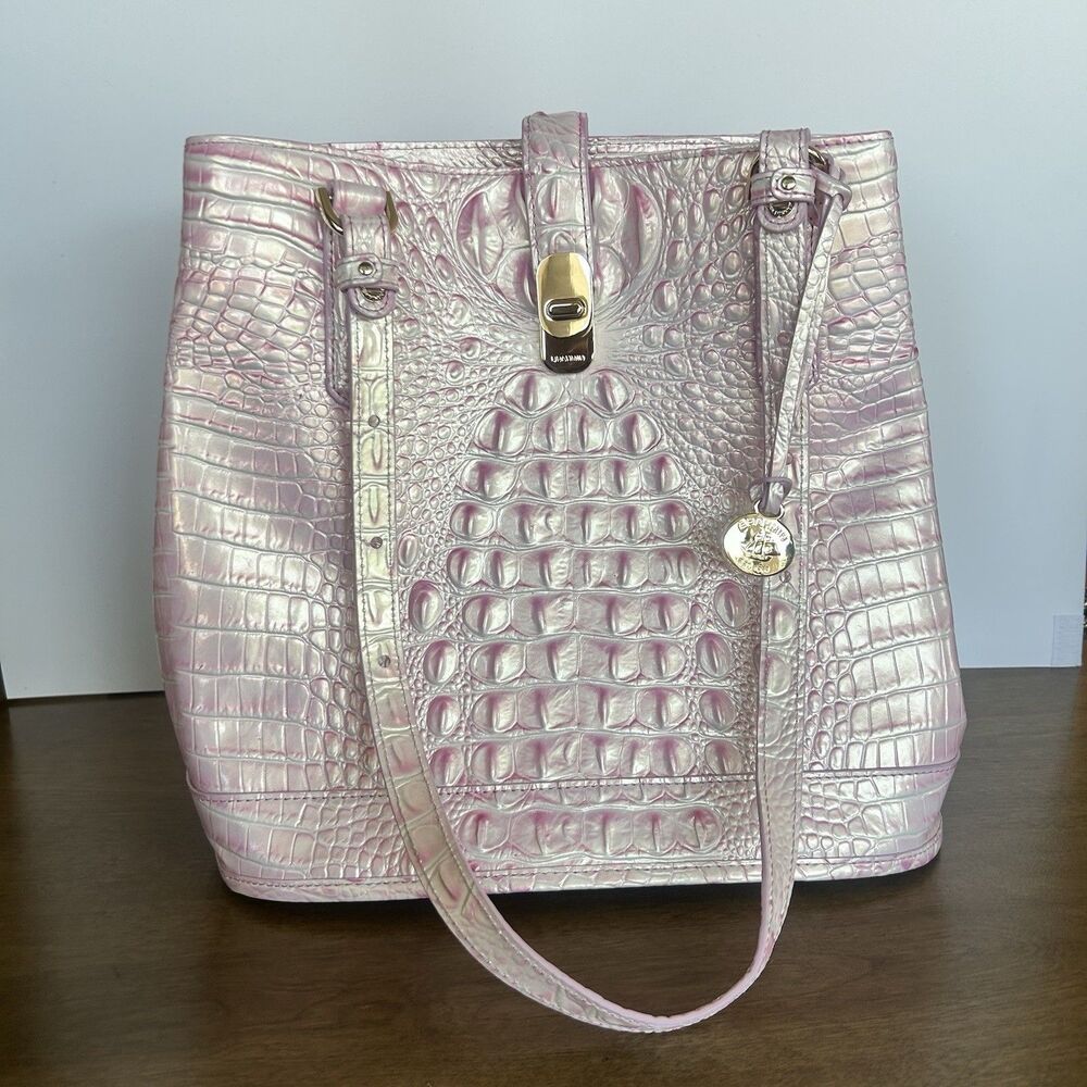 BRAHMIN Rose Water Fiora Shoulder Bag Tote Purse Pink Genuine Leather NWT $345